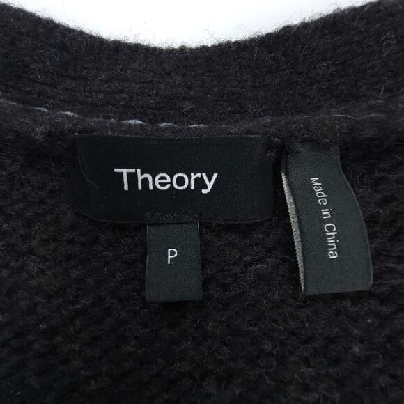 THEORY Wool Yak Knit Nuage Contrast Cardigan Button Down Sweater XS Old Money - Picture 2 of 7